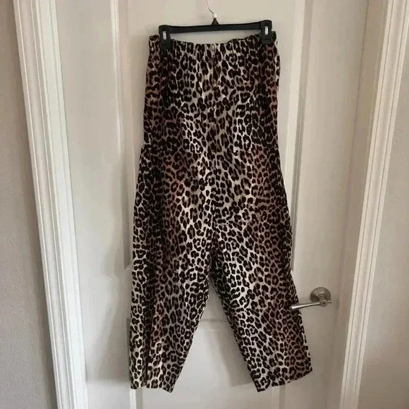 987 Ganni Leopard Print Jumpsuit Size 34 Color Cream Brown - Picture 6 of 7